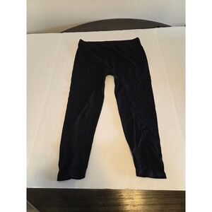 M.U.S.A. Womens Black Seamless Stretchy Nylon Blend Leggings One Size